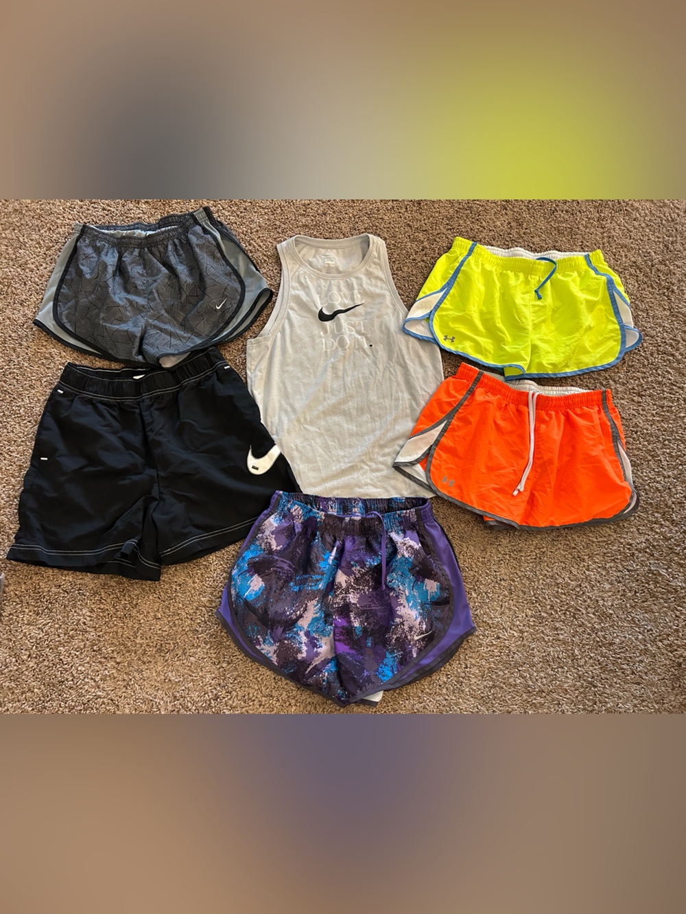 Women’s medium Nike under armour shorts tank athletic lot of 6
